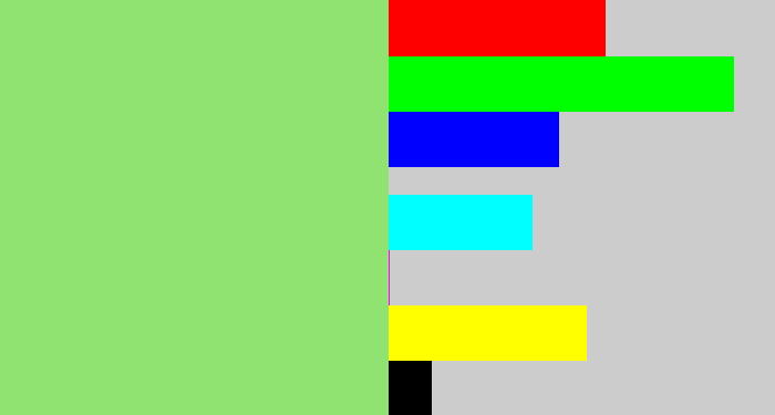 Hex color #90e370 - light green