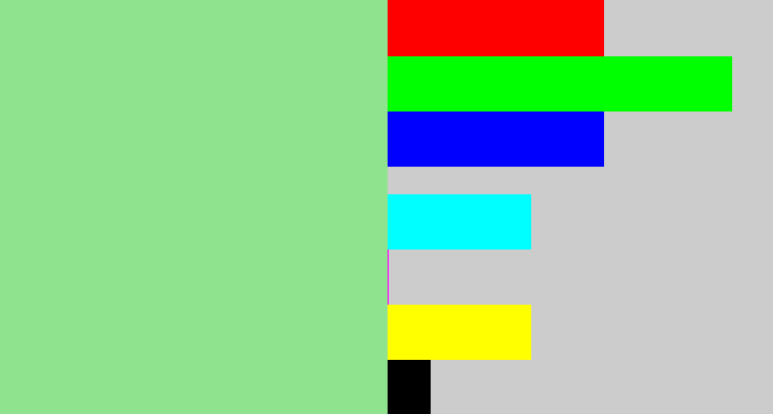 Hex color #90e38e - light green