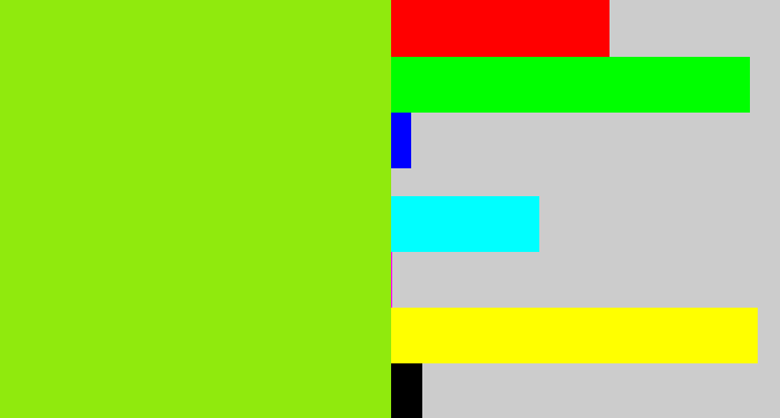 Hex color #90ea0d - acid green