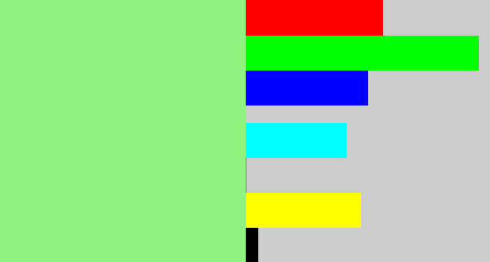 Hex color #90f380 - light green
