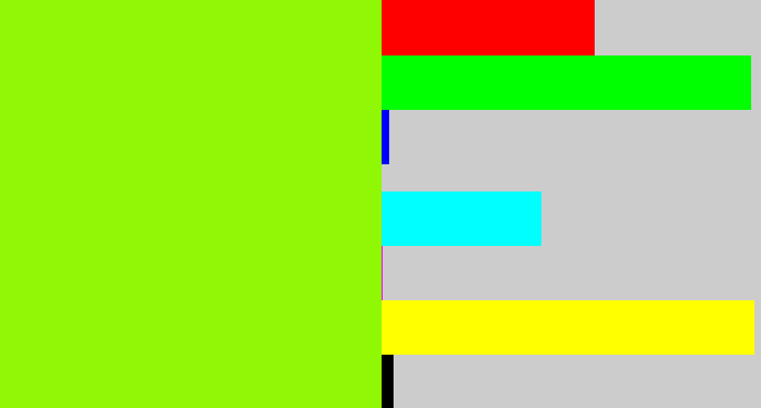 Hex color #90f704 - acid green