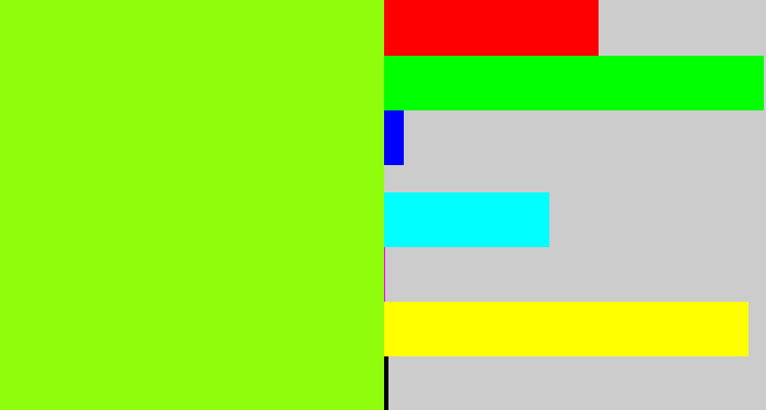 Hex color #90fd0d - acid green