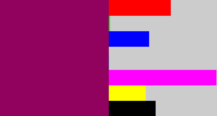 Hex color #91025f - dark magenta