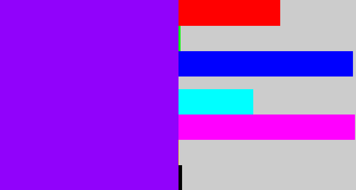 Hex color #9102fb - vivid purple