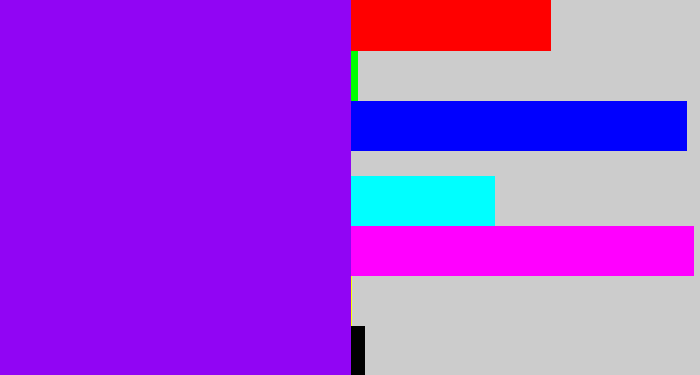 Hex color #9105f4 - vivid purple