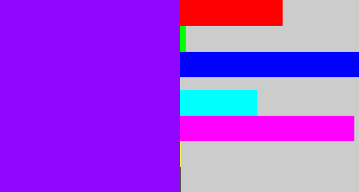 Hex color #9107fe - vivid purple