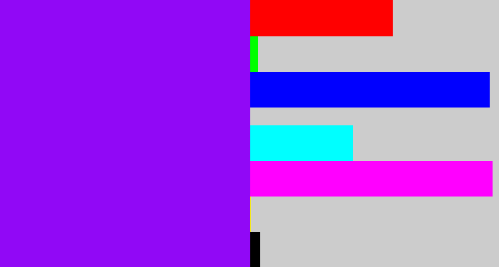 Hex color #9108f6 - vivid purple