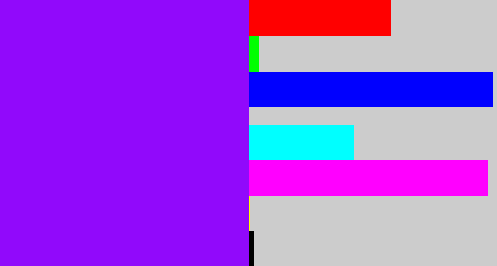 Hex color #9109fb - vivid purple