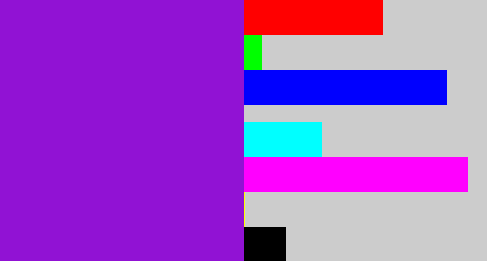 Hex color #9112d4 - violet