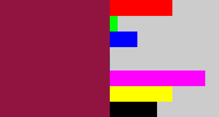 Hex color #91133f - berry