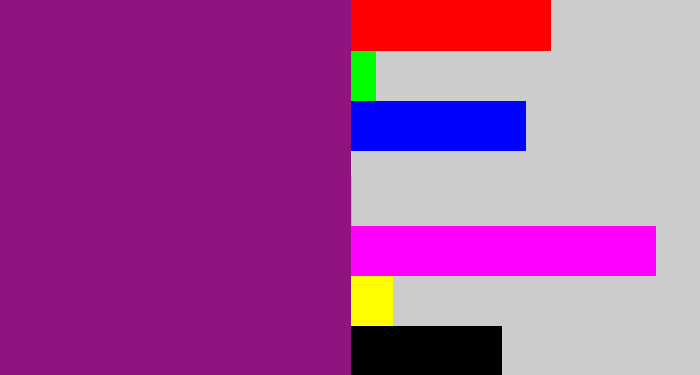 Hex color #91137f - darkish purple