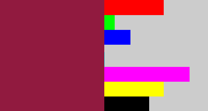Hex color #911a3f - berry