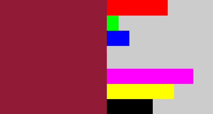 Hex color #911b36 - berry