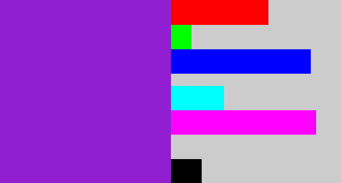 Hex color #911fd1 - violet
