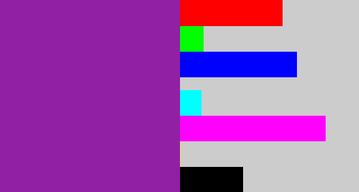 Hex color #9120a5 - purple