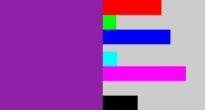 Hex color #9120a9 - purple
