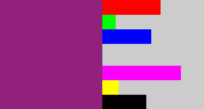 Hex color #91217a - warm purple
