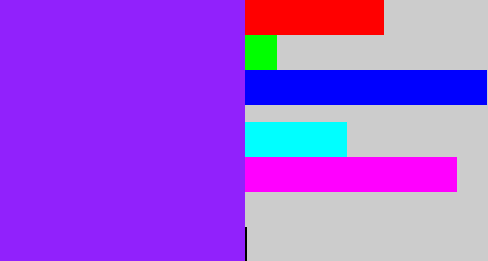 Hex color #9121fc - electric purple