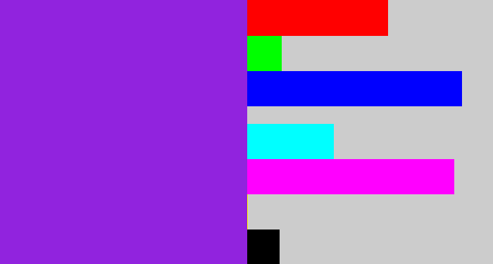 Hex color #9123de - violet
