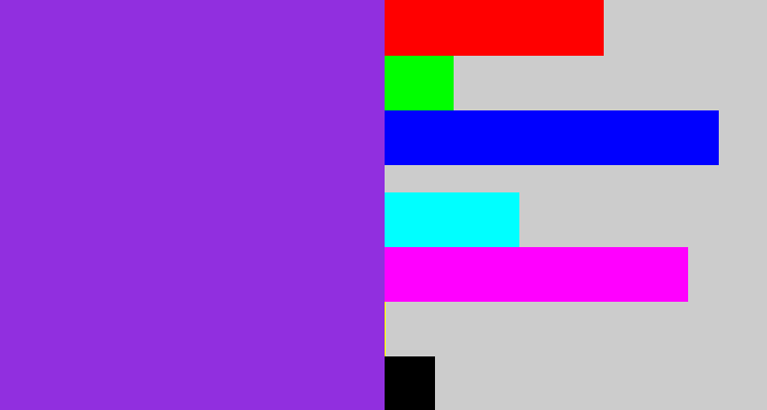 Hex color #912fdf - violet