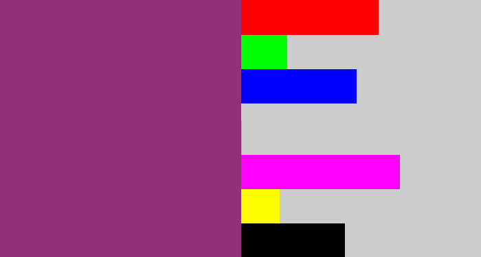 Hex color #91317a - warm purple