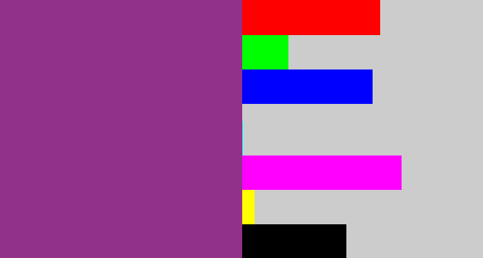 Hex color #91318a - warm purple