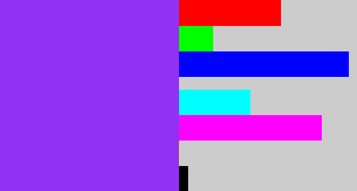 Hex color #9131f2 - electric purple