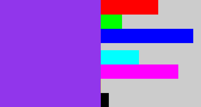 Hex color #9136eb - bluish purple