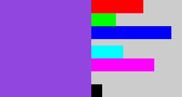 Hex color #9146e0 - purpley