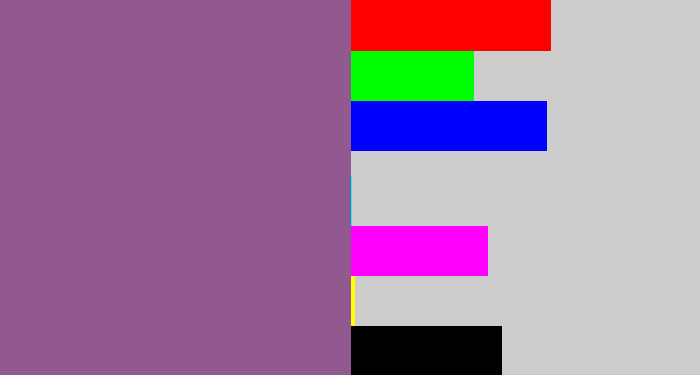 Hex color #915990 - purplish