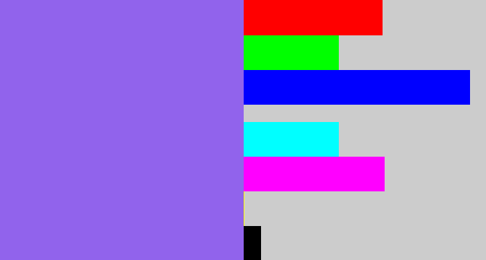 Hex color #9163ec - purpley