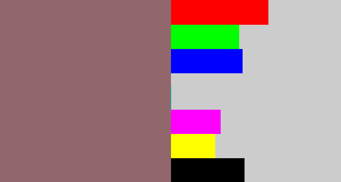Hex color #91676b - reddish grey