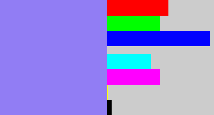 Hex color #917df4 - periwinkle
