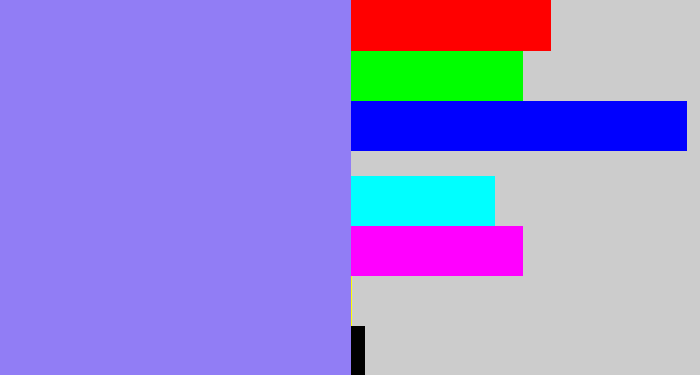 Hex color #917df5 - periwinkle