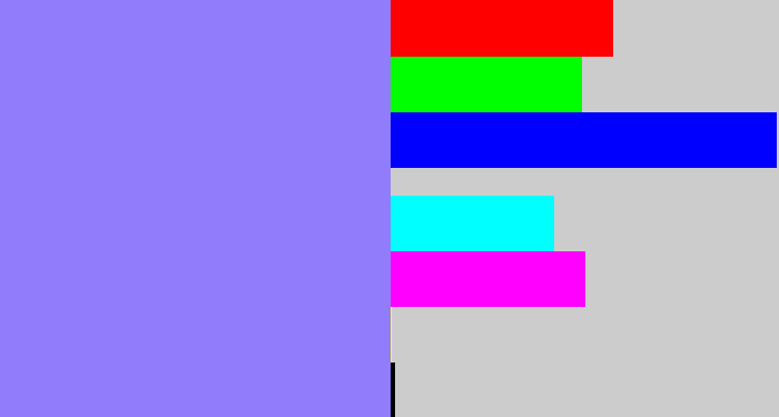 Hex color #917dfc - periwinkle