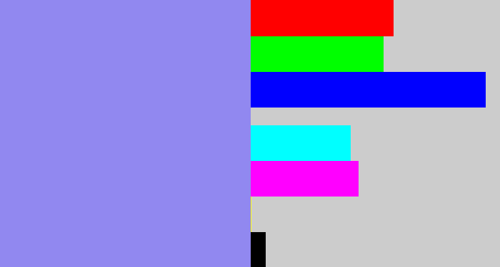 Hex color #9188f0 - lavender blue