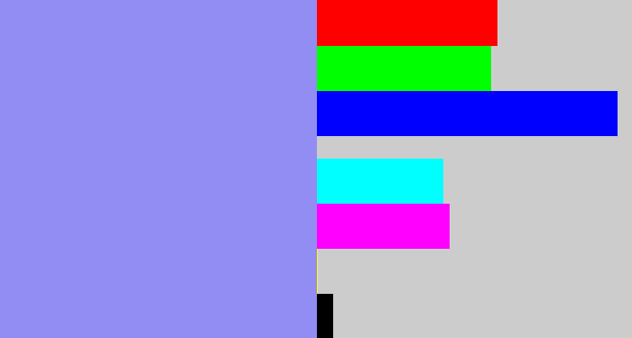 Hex color #918df3 - lavender blue