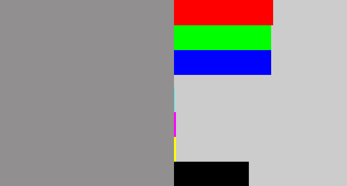 Hex color #918f8f - grey