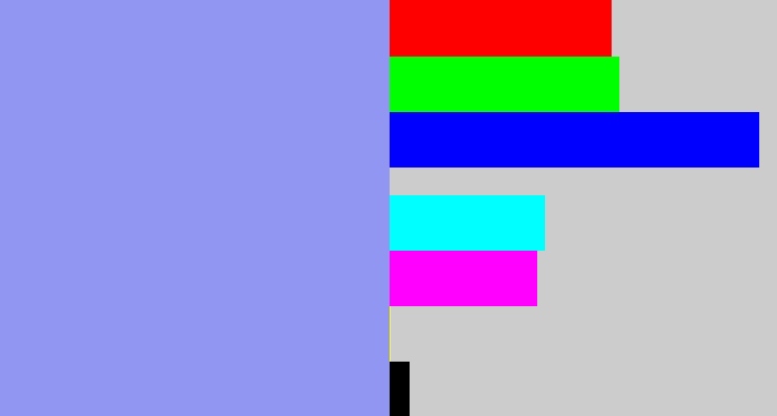 Hex color #9196f2 - periwinkle blue