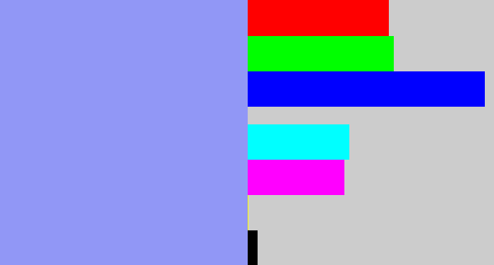 Hex color #9197f6 - periwinkle blue