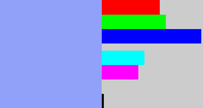 Hex color #91a1fa - periwinkle blue