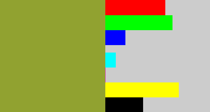 Hex color #91a230 - avocado