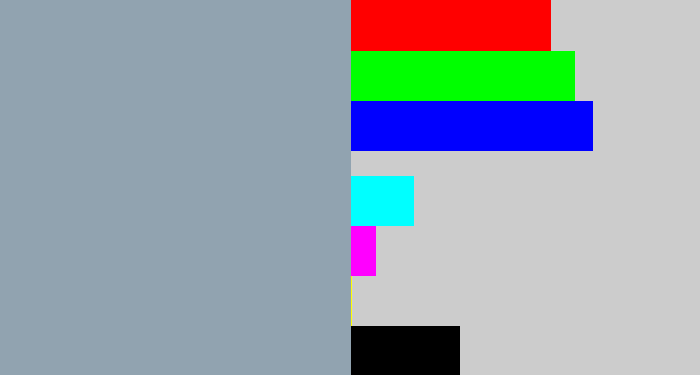 Hex color #91a3b0 - bluey grey