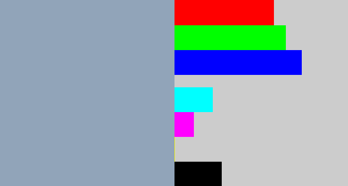 Hex color #91a4b9 - bluey grey