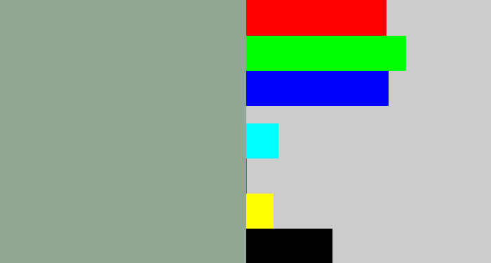 Hex color #91a693 - greenish grey
