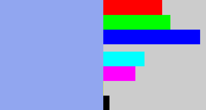 Hex color #91a6f0 - periwinkle blue