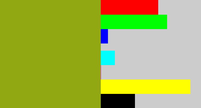 Hex color #91a812 - pea green