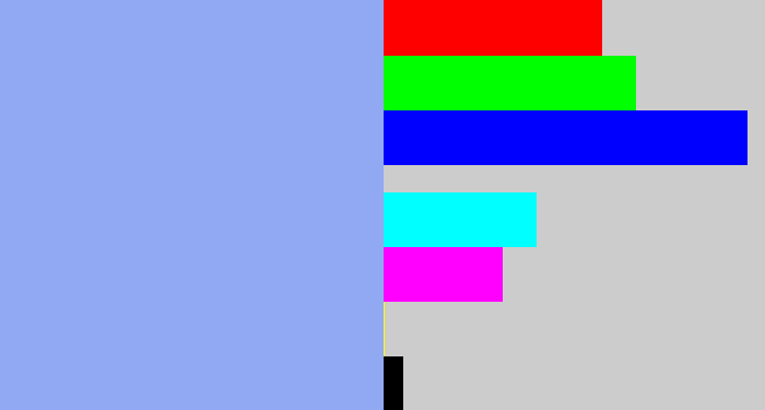 Hex color #91a8f3 - periwinkle blue