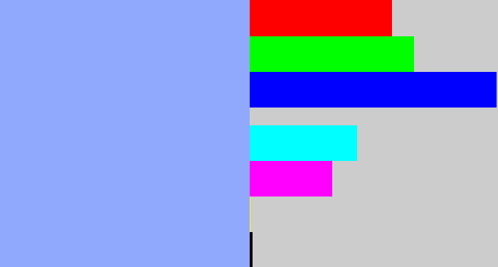 Hex color #91a9fd - periwinkle blue