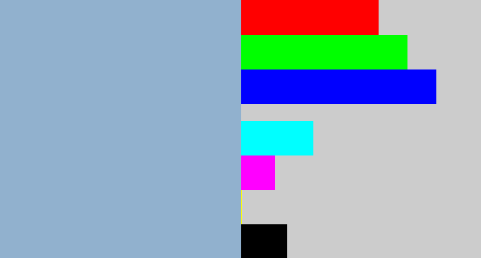 Hex color #91b1ce - light grey blue